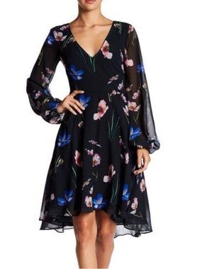 Vintage Betsey Johnson beautiful floral lined dress with sheer sleeves